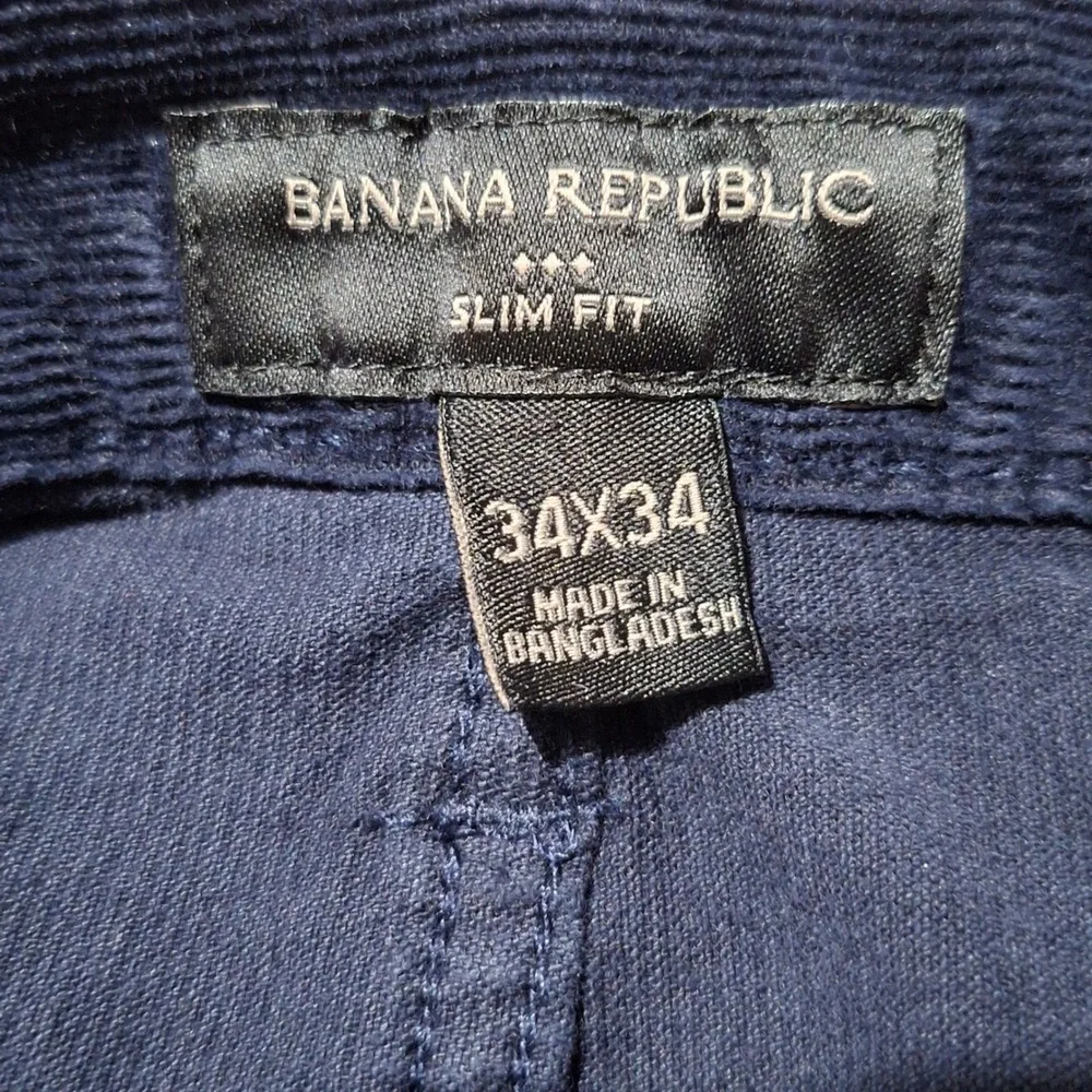 Banana Republic Mens Slim Fit Corduroy Pants Navy Blue 34x34 Cotton Stretch